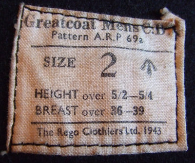 Greatcoat Mens C.D. Pattern A.R.P. 69a.