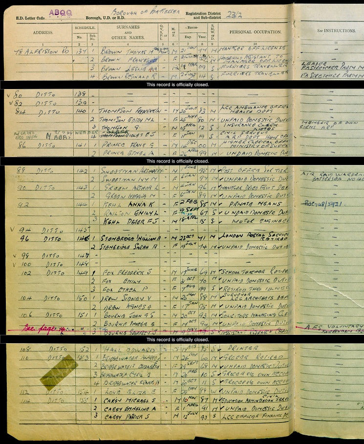1930 Register for Battersea