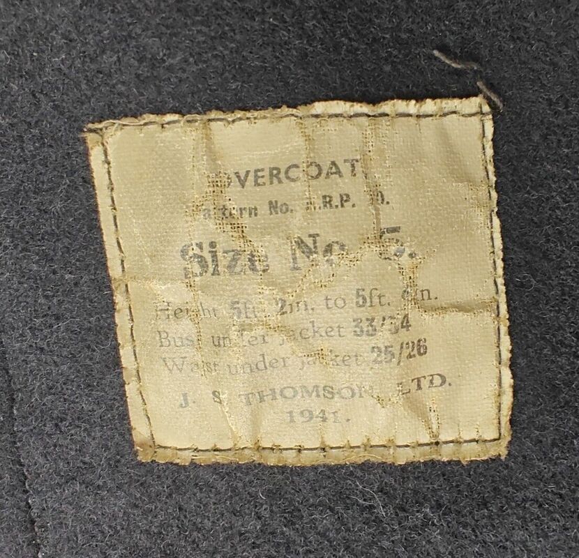1941 ARP Pattern 70 Ladies' Overcoat Maker's Label