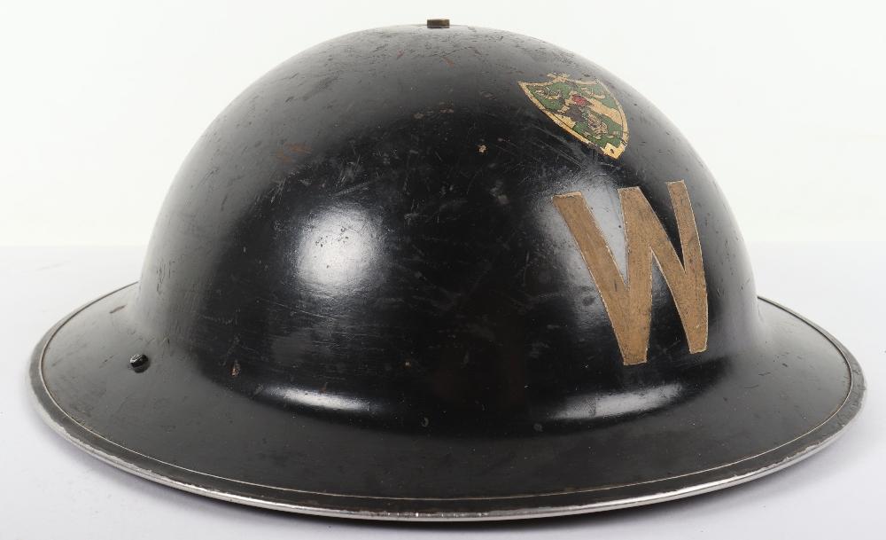 WW2 Black Warden's Helmet Finchley - Side View