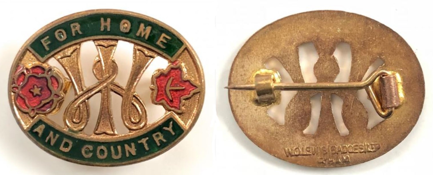 WI For Home And Country badge - W. O. Lewis (Badges) Ltd. 1940s-1950s