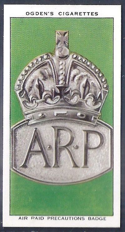 Ogden's Cigarettes ARP card from the late 1930s (front).