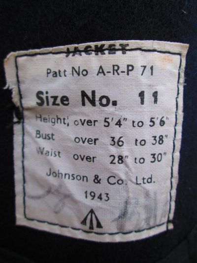 Jacket Pattern No. A.R.P. 71 label.