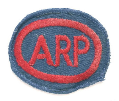 Embroidered Oval ARP Breast Badge on bluette material (Blacked Out Britain)