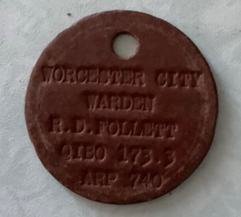 Worcester City WW2 ARP Warden Identity Disc