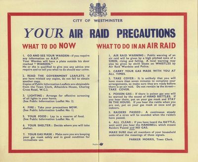 WW2 "What To Do In An Air Raid" Information Leaflet (front).