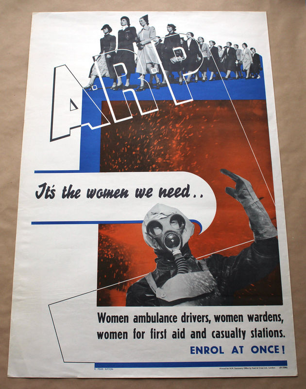 Original WW2 ARP Recruitment Poster Calling For Women