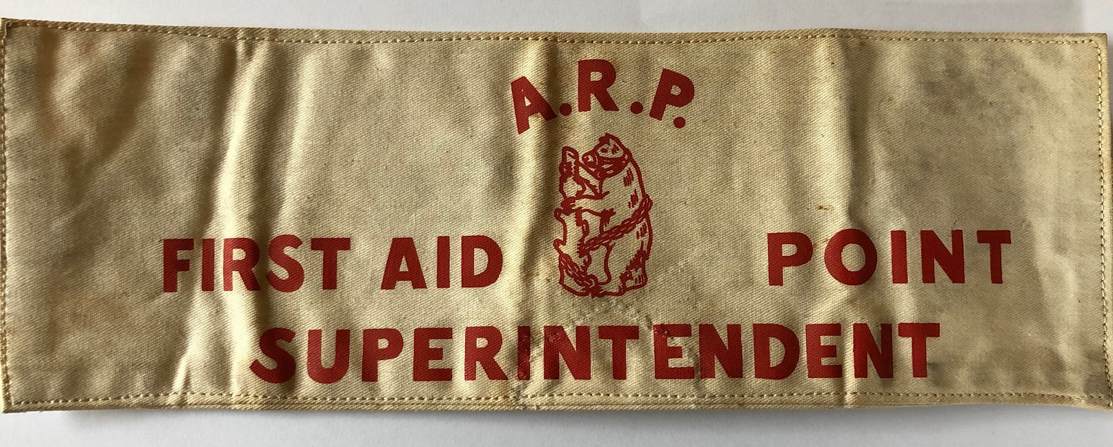 WW2 Warwickshire ARP Civil Defence Air Raid First Aid Point Superintendent Armband