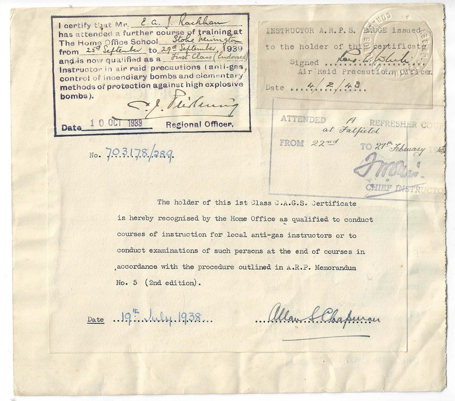 WW2 Civilian Anti-Gas School (CAGS) Course Certificate (Rear)
