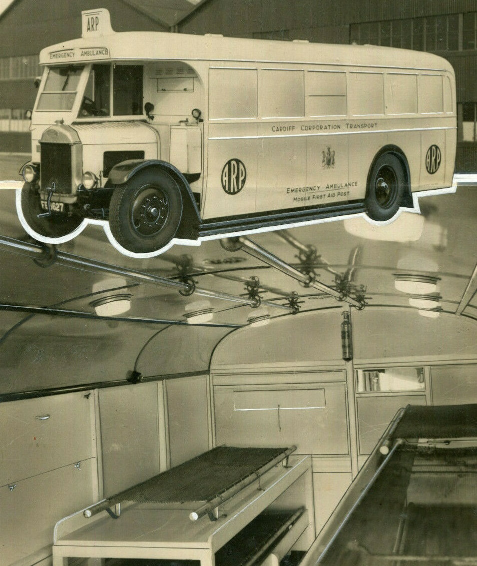 WW2 Cardiff Corporation Transport ARP Ambulance Montage