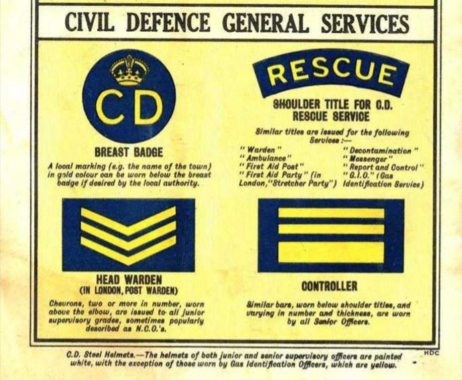 Civil Defence General Service in Rank and Badges in the Navy, Army, RAF & Auxiliaries