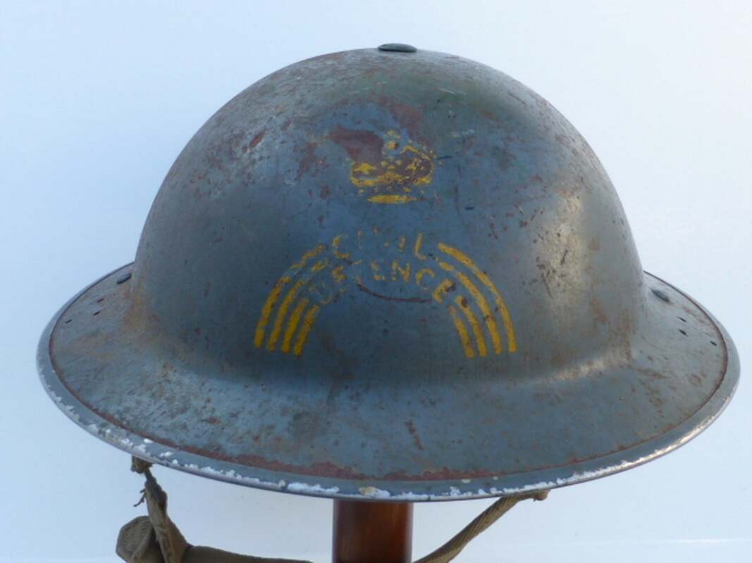 WW2 Helmet With Civil Defence Rainbow Markings