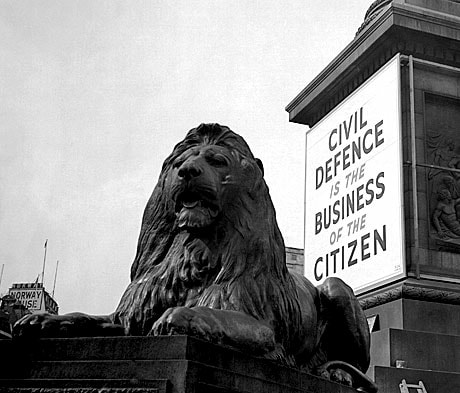 WW2 Civil Defence Billboard in Trafalgar Square