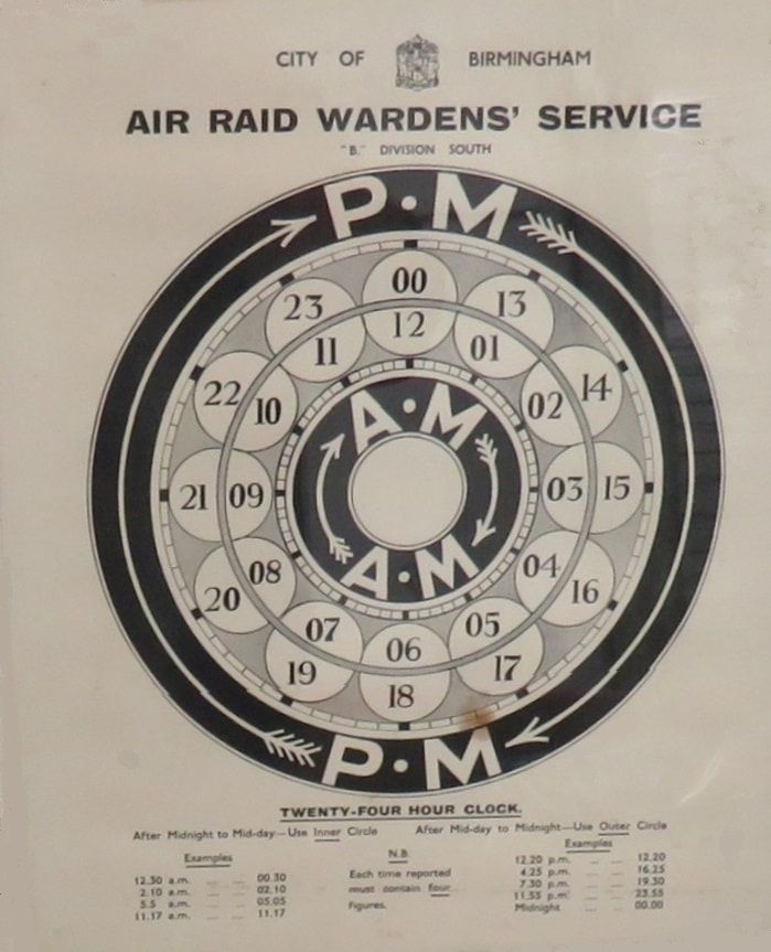 City Of Birmingham WW2 Air Raid Wardens' Service Clock