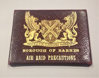 Cover of a Borough of Barnes ARP Warden's Identity Card.