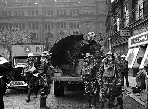 WW2 Civil Defence Gas Decontamination Squad in Manchester.