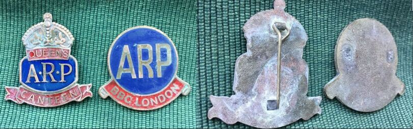 Fake WW2 Queens Canteen & BBC London ARP enamel badge