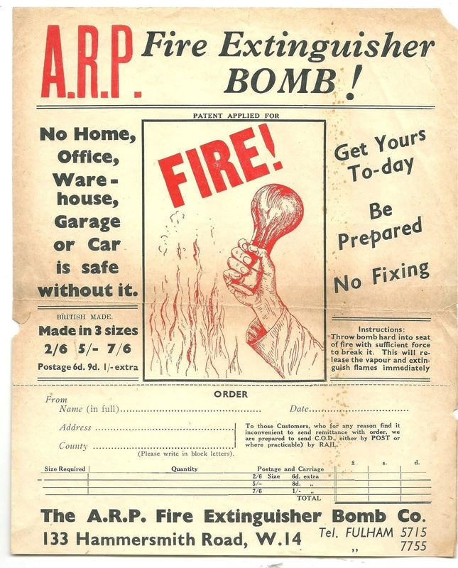 WW2 ARP Fire Extinguisher Bomb Advert.