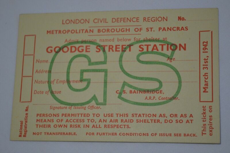 Goodge Street London Underground Shelter Ticket