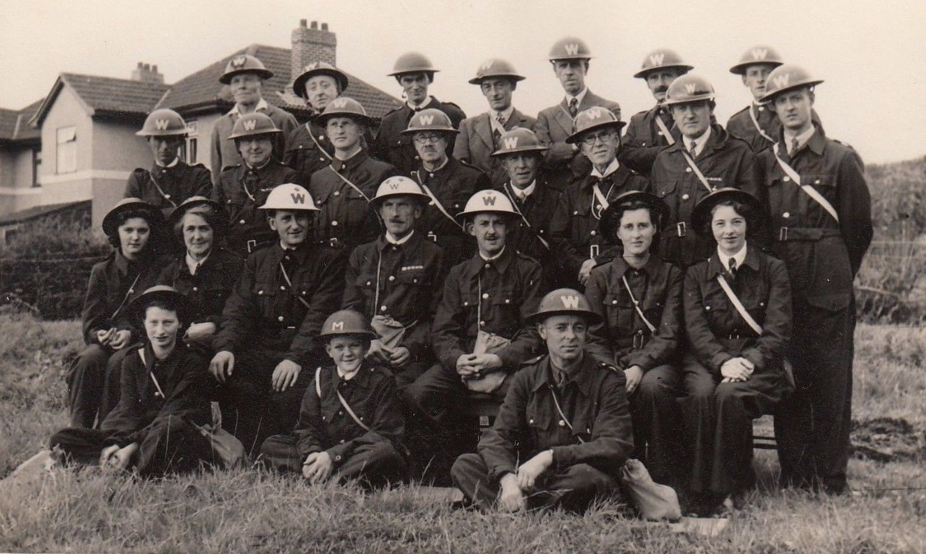 Early Second World War Group Photo of ARP Wardens in Bluette Overalls.