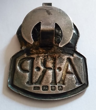 RJ (Sir Robert Arthur Johnson) London 1936 (A) silver hallmarks found on ARP badge