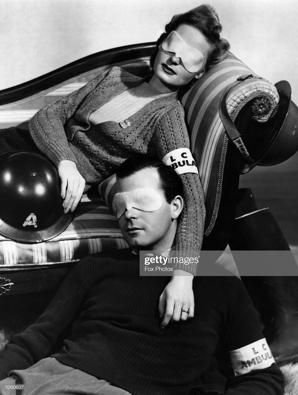 LCC Ambulance Drivers Relax With Eye Masks, 1940