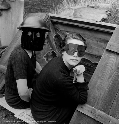 Lee Miller's photograph showing the steel goggles being worn.
