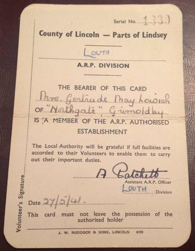 WW2 Lindsey Lincolnshire ARP Volunteer's Identity Card Details 