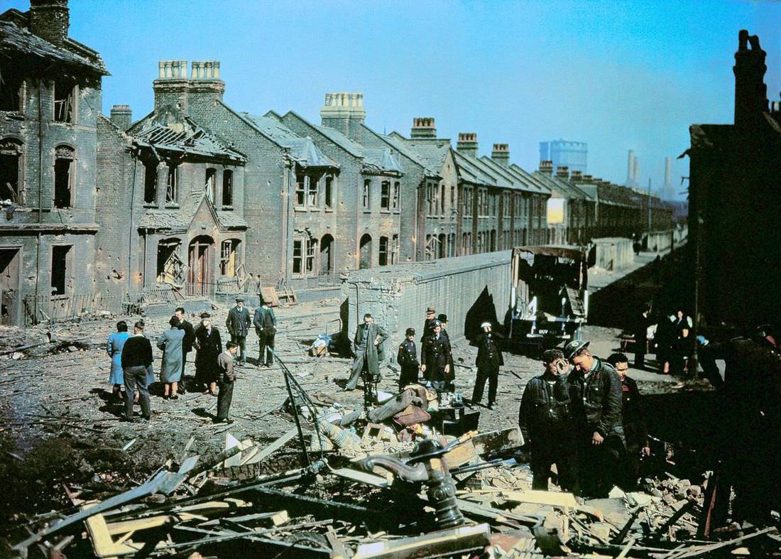 Original WW2 colour photo of bomb damage in London.