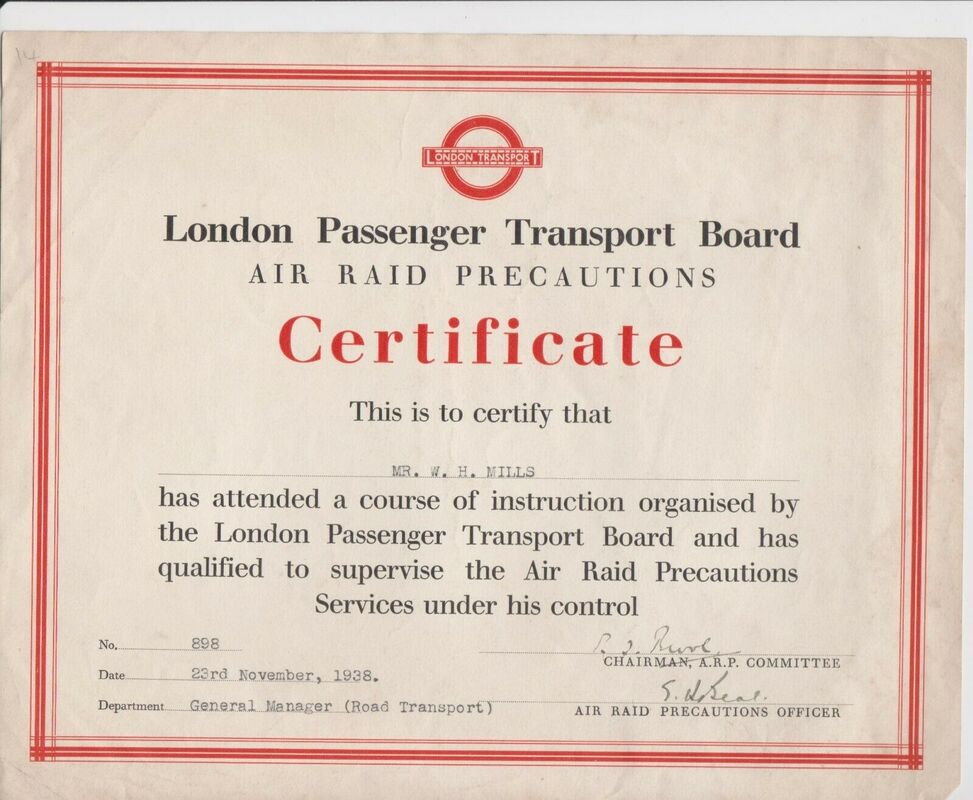 Pre-War London Passenger Transport Board ARP  Certificate