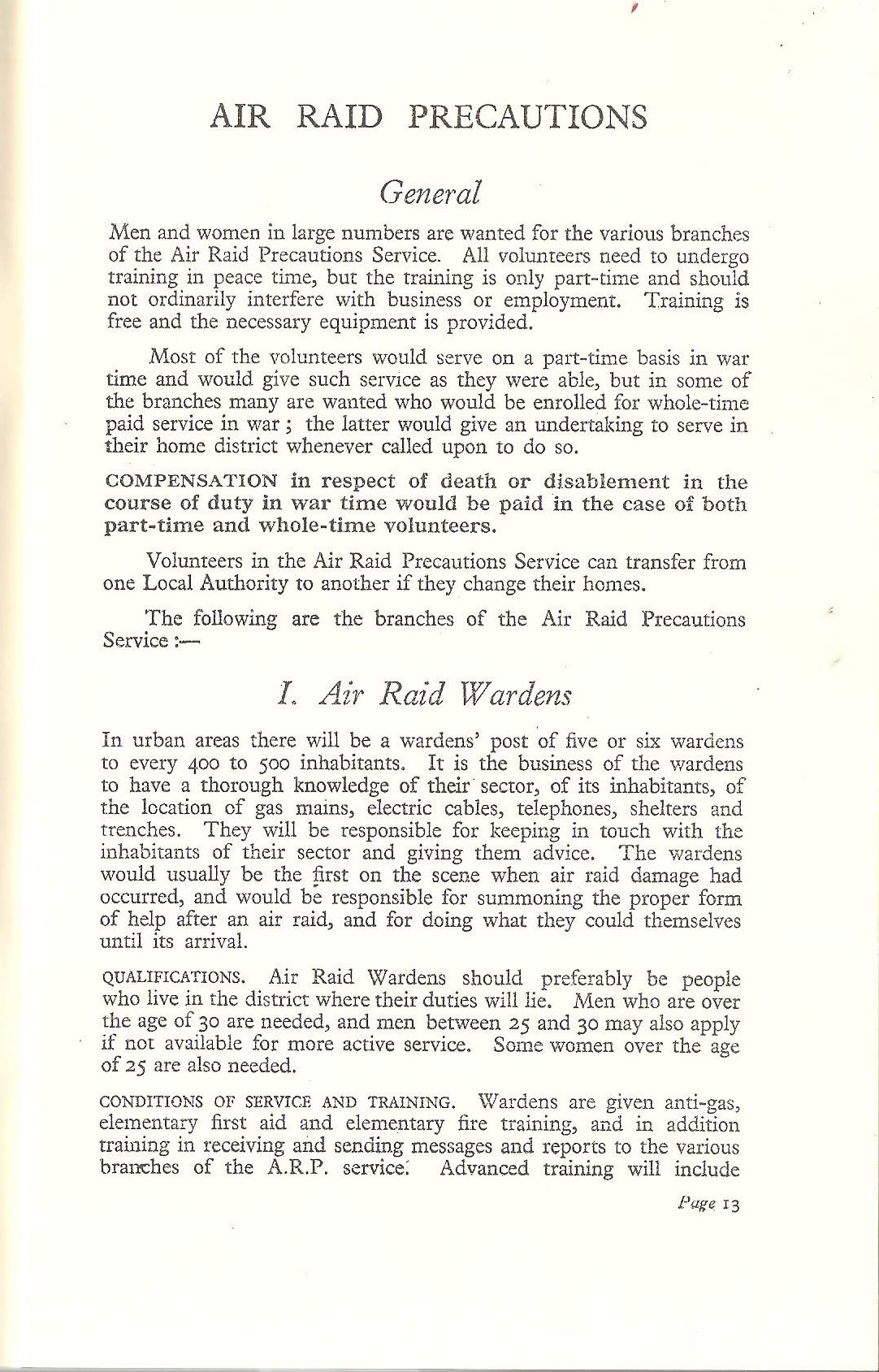 National Service Guide 1939 Air Raid Precautions - Wardens