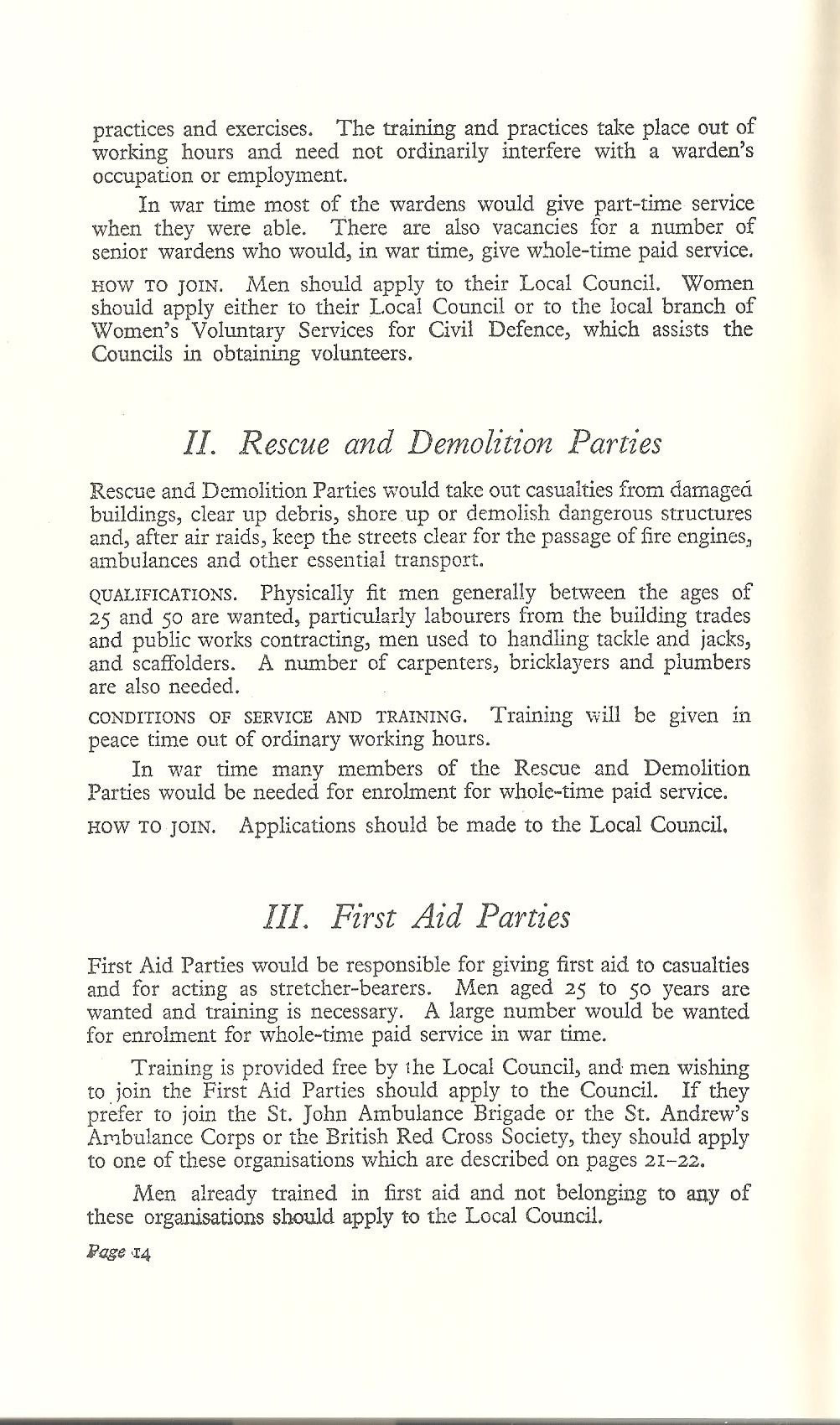 National Service Guide 1939 Air Raid Precautions - Rescue & Demolitions and First Aid Parties
