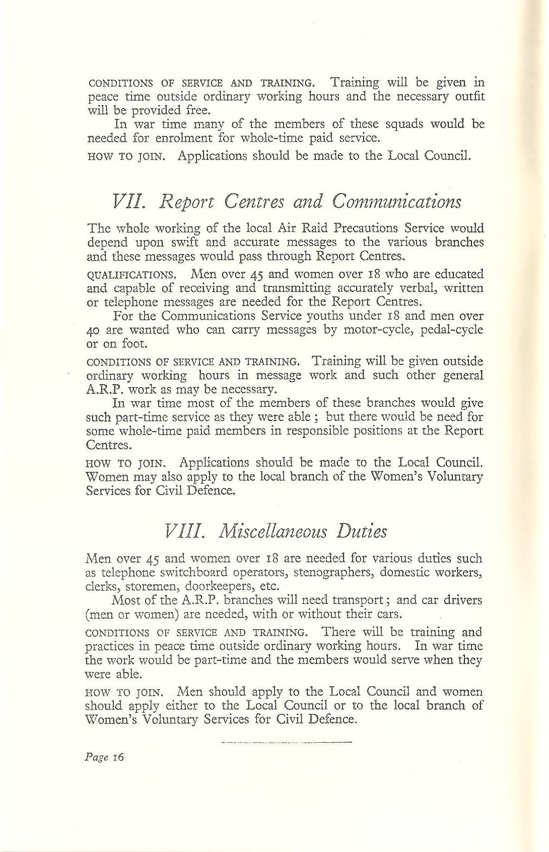 National Service Guide 1939 Air Raid Precautions - Report Centres & Communications and Miscellaneous Duties