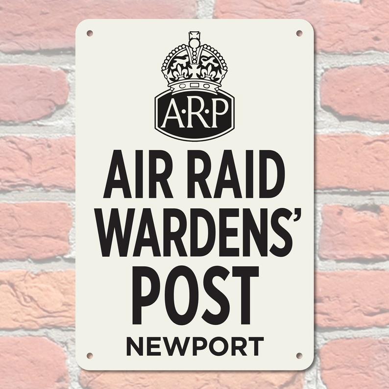 Reproduction Personalised Air Raid Wardens' Post Metal Wall Sign