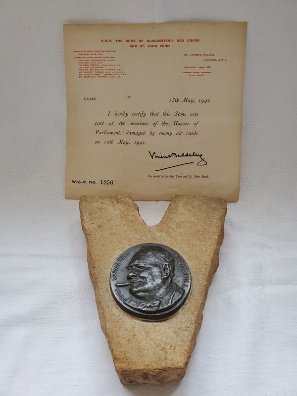 Fund-raising stone from the House of Parliament, 1942
