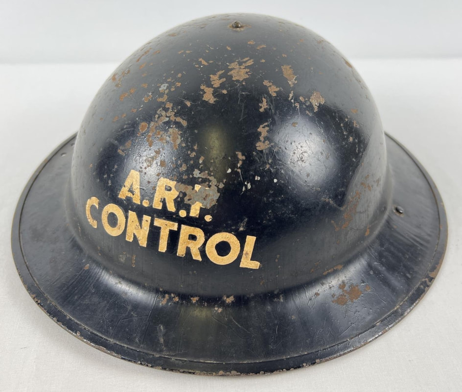WW2 Black ARP CONTROL helmet