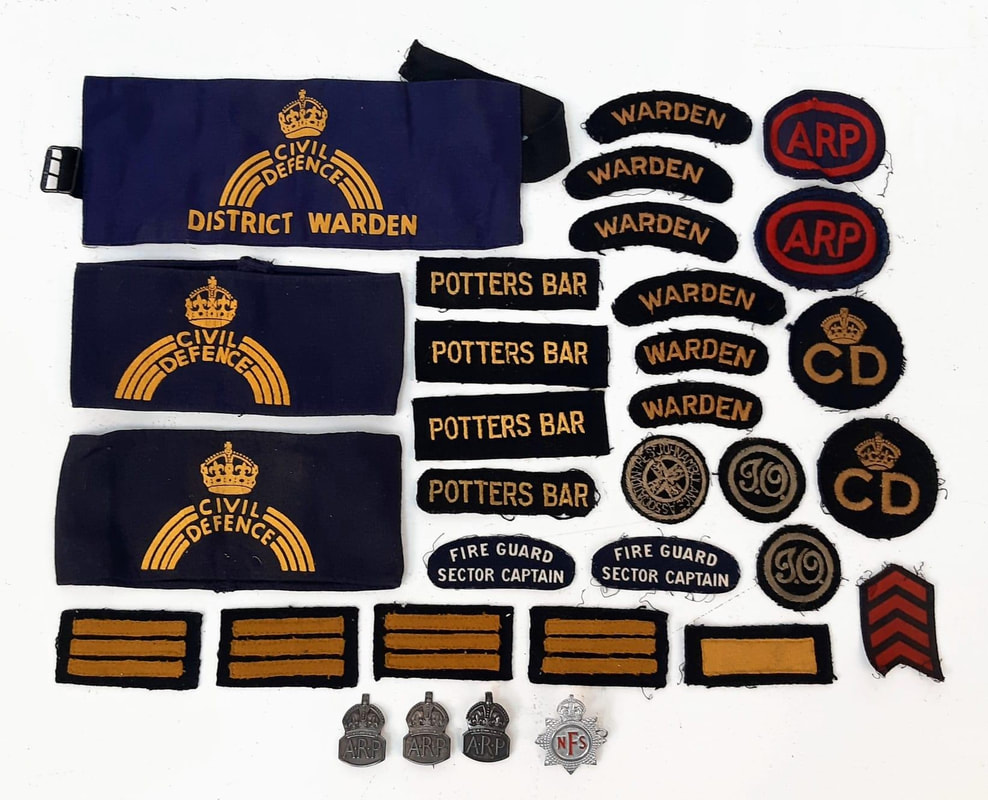 WW2 Potters Bar District Warden and Civil Defence/ARP Insignia