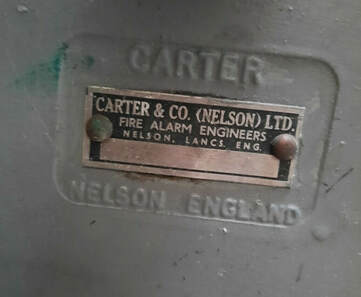 Carter air raid siren maker's plate. 