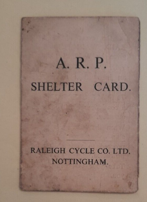 Raleigh Works, Nottingham ARP Shelter Card