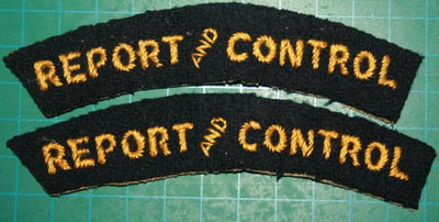 WW2 Civil Defence Report And Control Shoulder Title (Embroidered with angled 'AND')