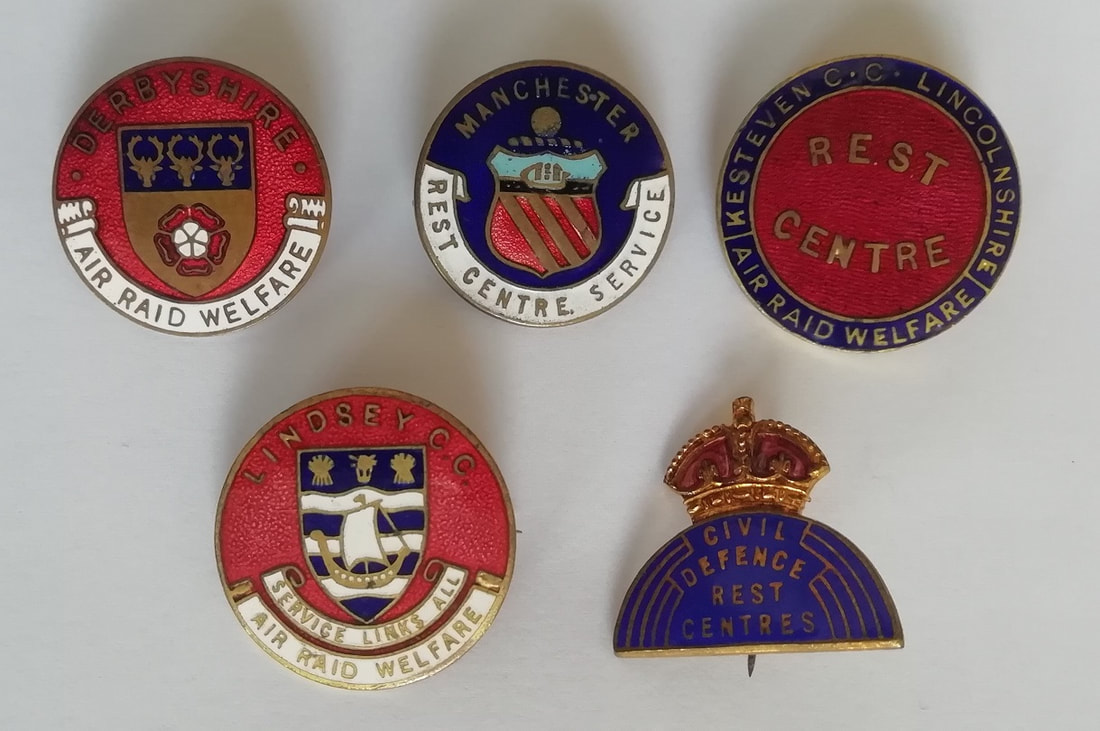 Derbyshire, Manchester, Kesteven, Lindsey & Civil Defence Rest Centre Badges
