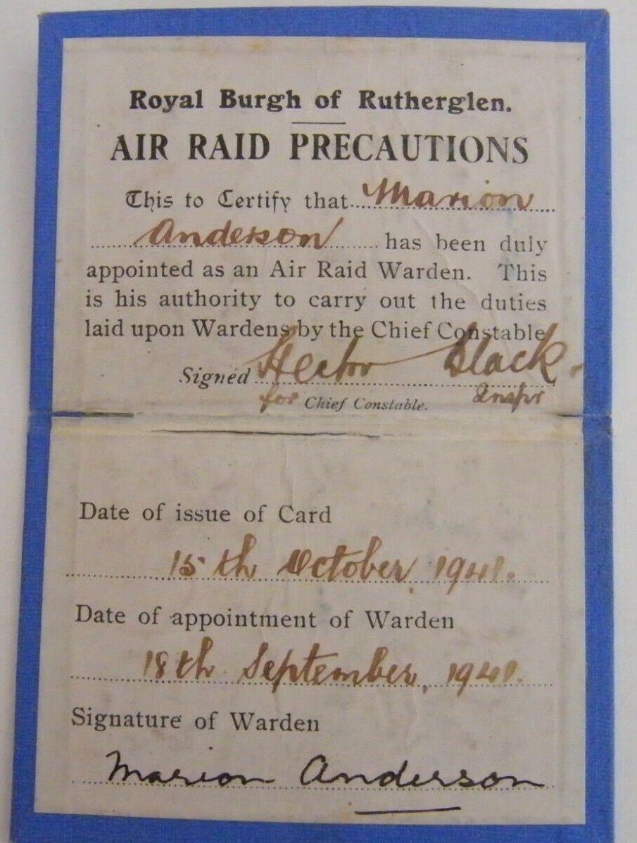 WW2 ARP Air Raid Warden Appointment ID Card
