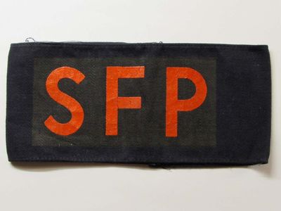 WW2 SFP (Supplementary Fire Parties / Street Fire Parties) Armband.
