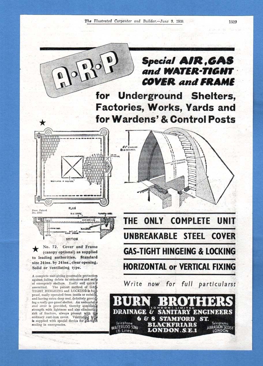 June 1939 ARP Shelter / Wardens' Post Advert