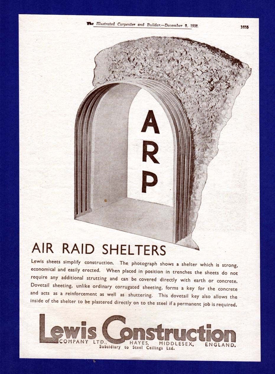 Pre-War Advert for Lewis Construction's ARP Shelter