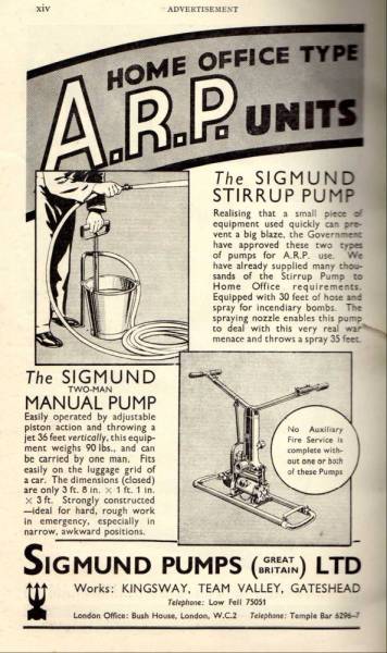 WW2 Sigmund stirrup pumps advertisement.