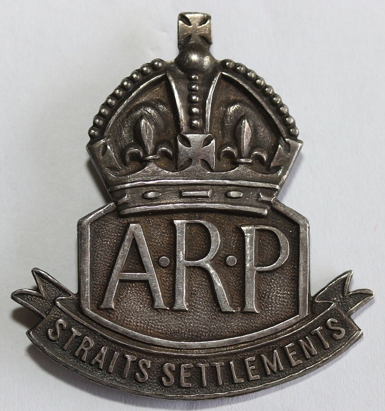 Straits Settlements Silver ARP Badge