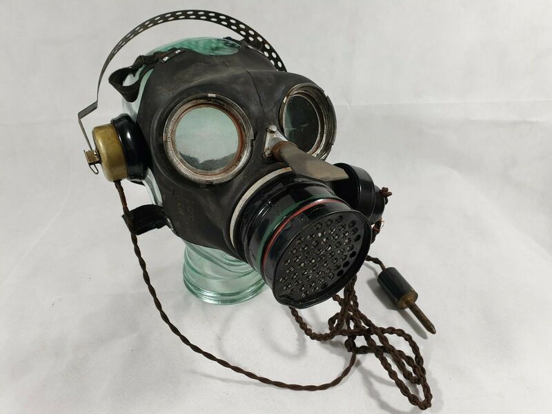 WW2 Telephone Exchange Operator Gas Mask, Headset & Microphone