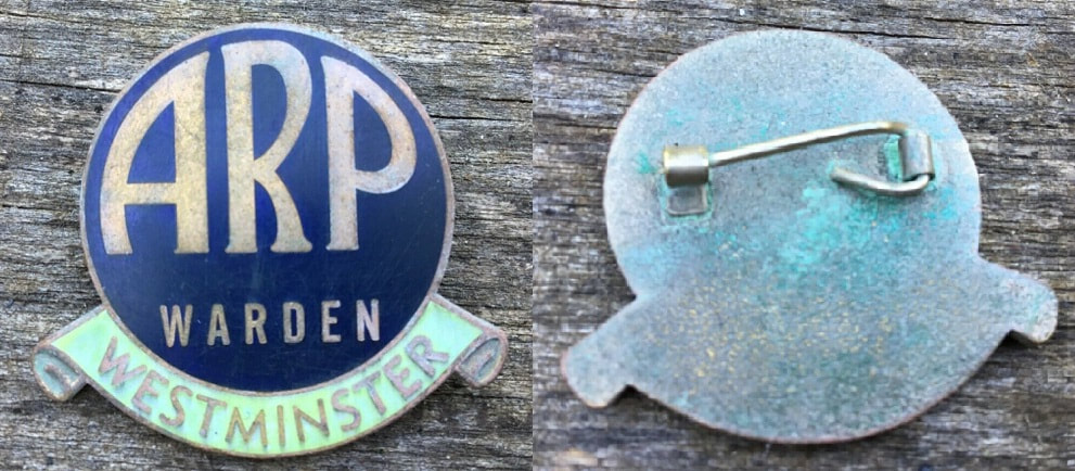 Fake ARP Warden Westminster Enamel Lapel Badge