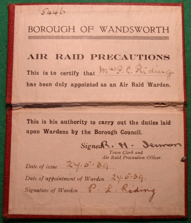 WW2 London Borough Wandsworth ARP Warden Appointment Card Details